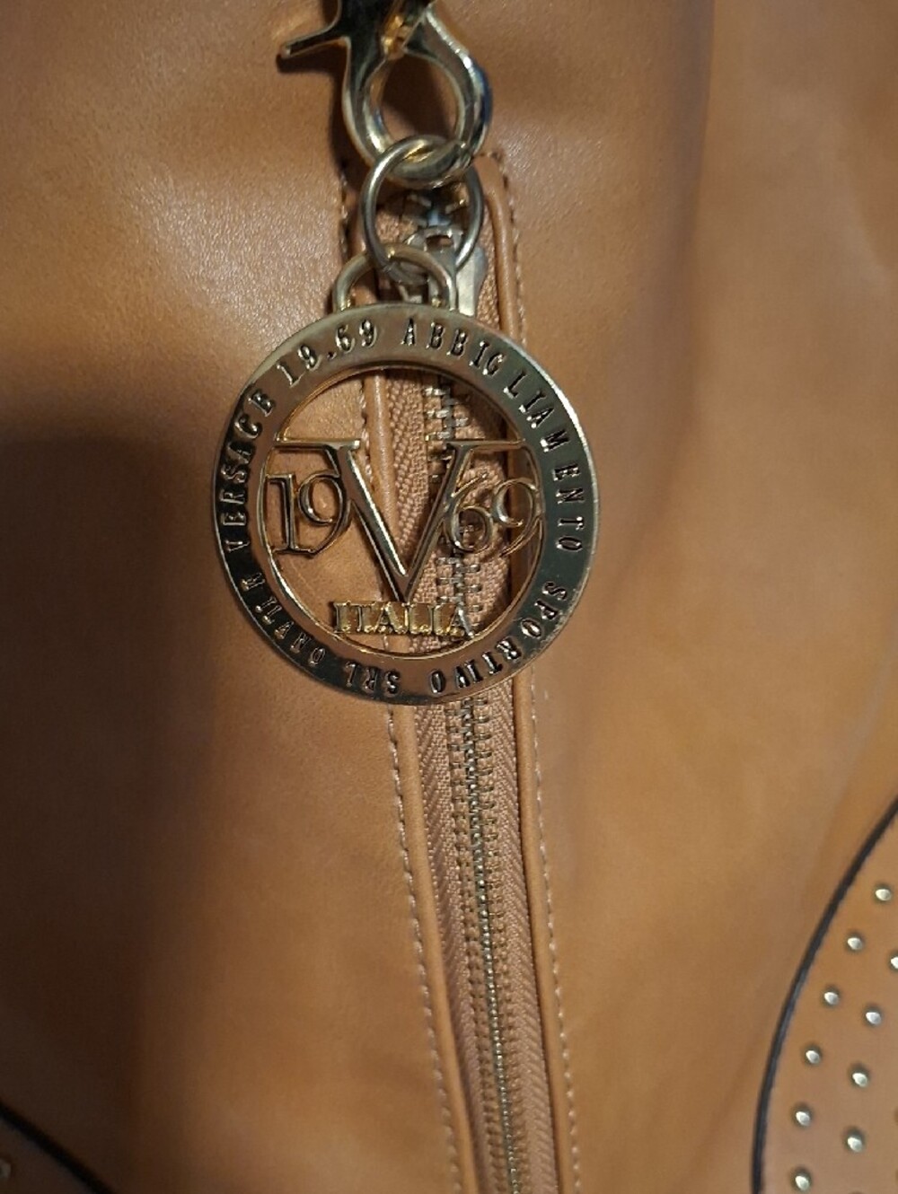Italina Brown Studded Shoulder Bag - Picture 8 of 9